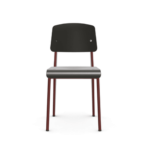 Prouve Standard SP Chair Side/Dining Vitra Deep Black Japanese red powder-coated (smooth) Glides for carpet