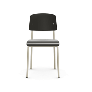 Prouve Standard SP Chair Side/Dining Vitra Deep Black Prouvé Blanc Colombe (Ecru) powder-coated (smooth) Glides for carpet