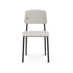 Prouve Standard SP Chair Side/Dining Vitra Warm Grey Deep black powder-coated (smooth) Glides for carpet