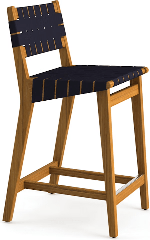 Risom Outdoor Barstool bar seating Knoll Counter Stool Navy Sunbrella 