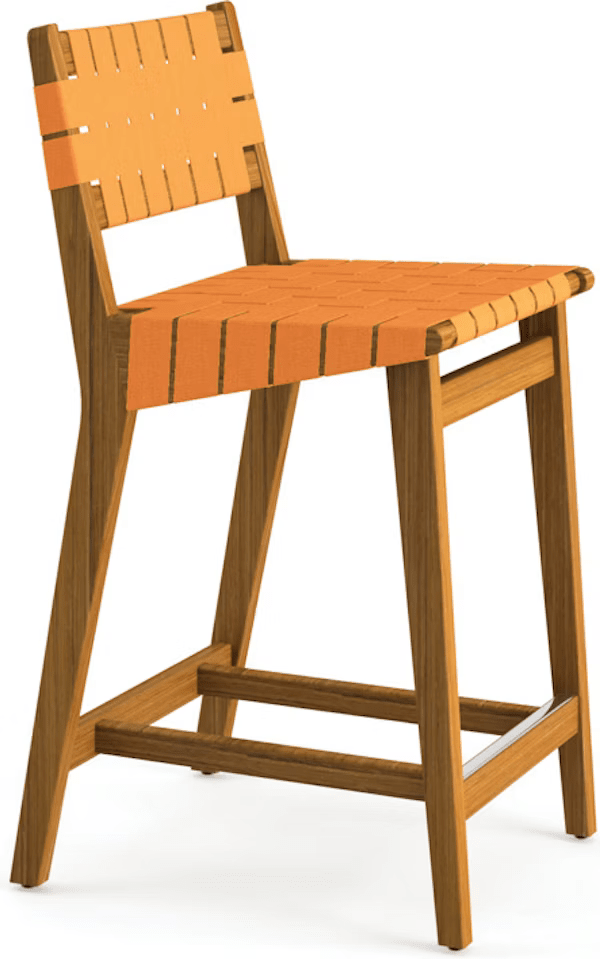 Risom Outdoor Barstool bar seating Knoll Counter Stool Ochre Sunbrella 