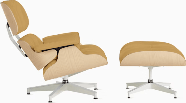 Eames Lounge Chair & Ottoman in White Ash lounge chair herman miller 
