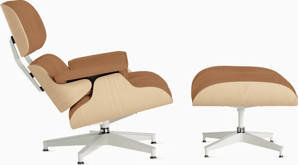 Eames Lounge Chair & Ottoman in White Ash lounge chair herman miller 