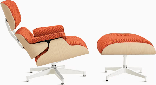 Eames Lounge Chair & Ottoman in White Ash lounge chair herman miller 