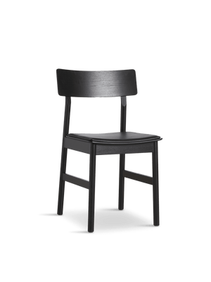 Pause Dining Chair 2.0 - Set of 2 Dining Chair Woud Black Painted Ash / With Black Leather Seatpad 