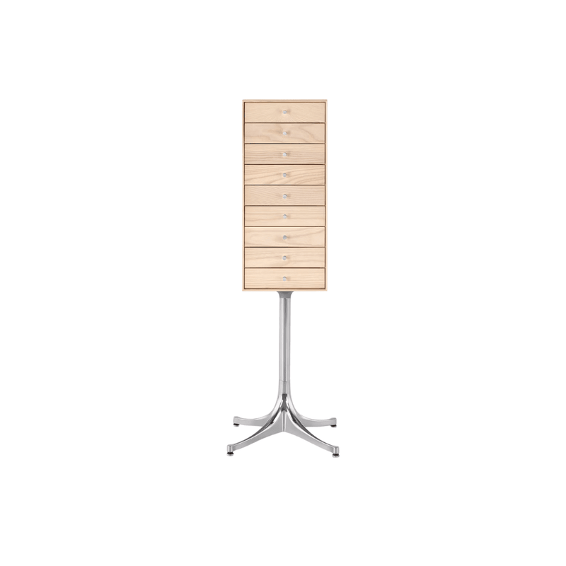 Nelson Miniature Chest 9 Drawer storage herman miller White Ash Aluminum Polished Aluminum