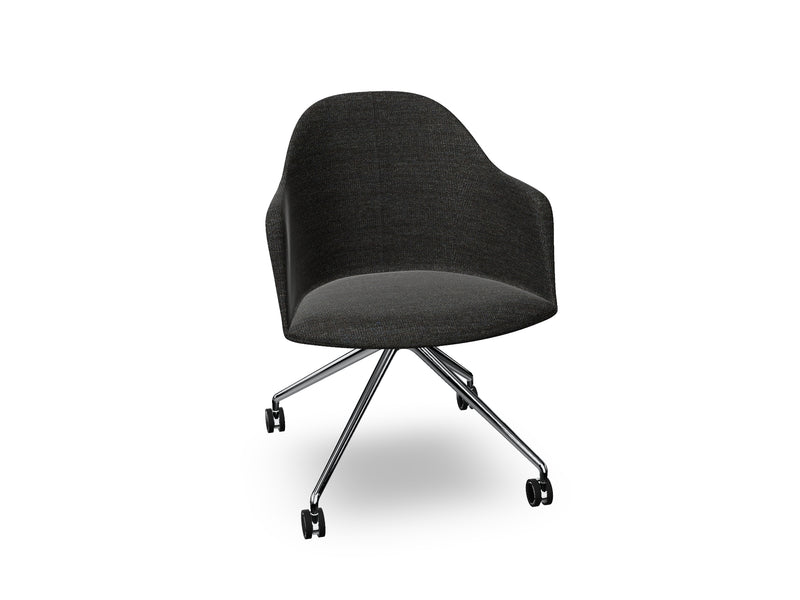 Cila fully upholstered Armchair With Fixed Trestle Base