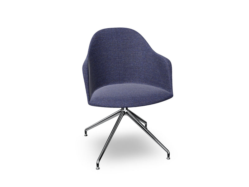 Cila Fully Upholstered Armchair With Swivel Trestle Base