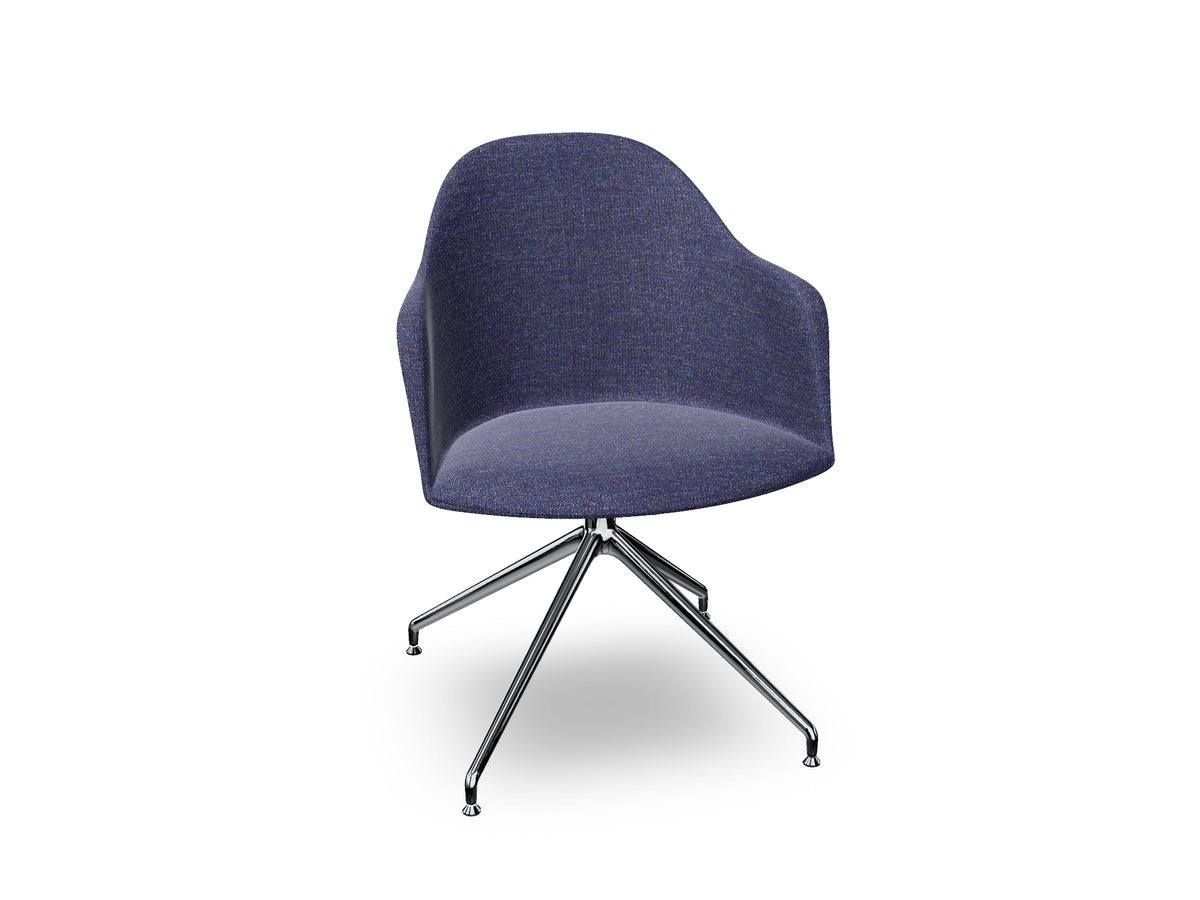 Cila Fully Upholstered Armchair With Swivel Trestle Base