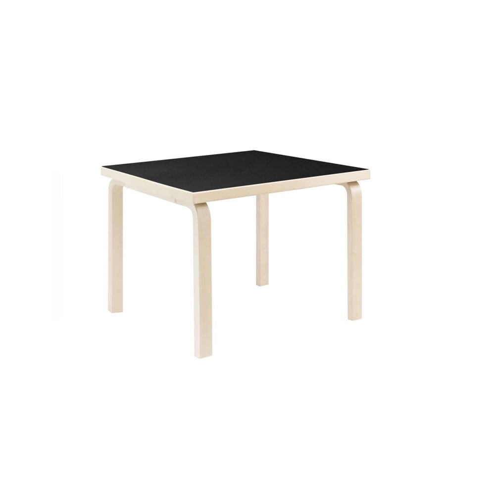 Aalto Children&#39;s Table Square 81C table Artek Top Black Linoleum | Legs and Edge Band Natural Lacquered 