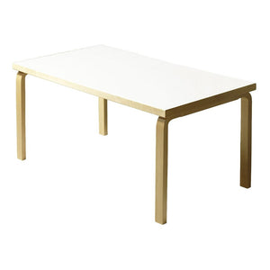 Aalto Table Rectangular 82B table Artek Top IKI White HPL | Legs and Edge Band Natural Lacquered 
