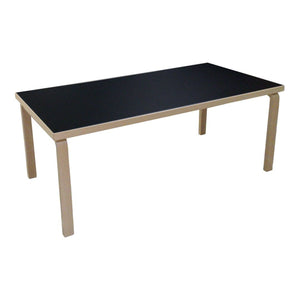 Aalto Table Rectangular 83 Tables Artek Top Black Linoleum | Legs and Edge Band Natural Lacquered 
