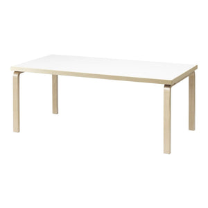 Aalto Table Rectangular 83 Tables Artek Top IKI White HPL | Legs and Edge Band Natural Lacquered 