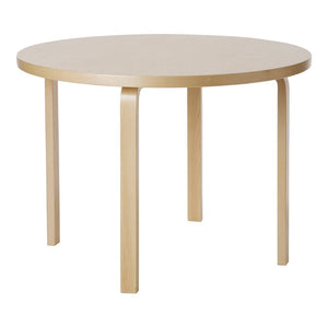 Aalto Table Round 90A table Artek Top Birch Veneer | Legs and Edge Band Natural Lacquered 