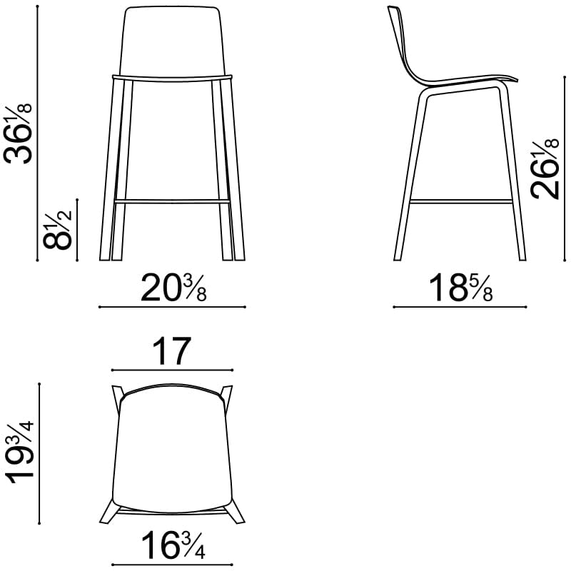 Aava 02-4 Legs Wood Counter & Bar Stool Stools Arper 