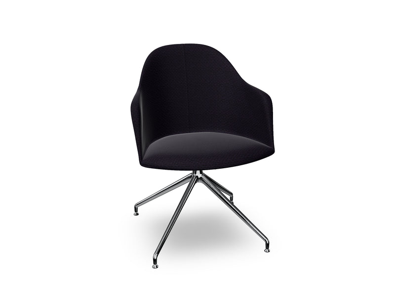 Cila Fully Upholstered Armchair With Swivel Trestle Base