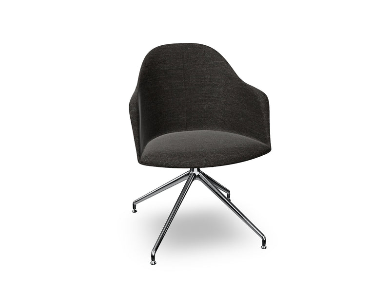 Cila Fully Upholstered Armchair With Swivel Trestle Base