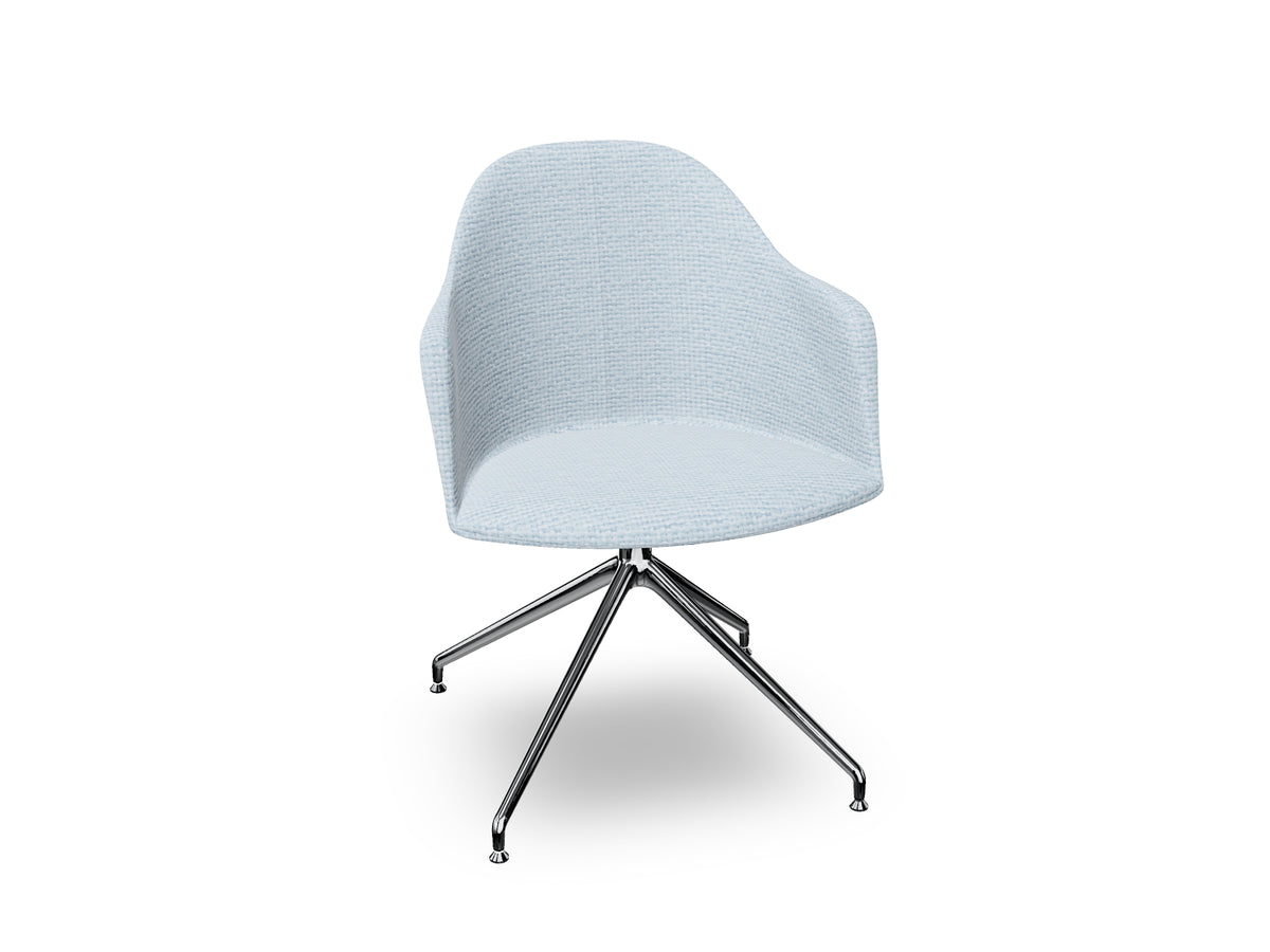 Cila Fully Upholstered Armchair With Swivel Trestle Base