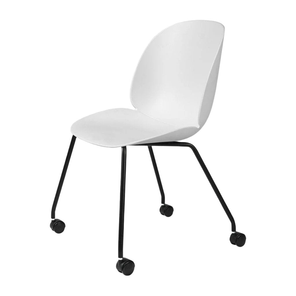 Beetle Meeting Chair 4 Legs with Castors Chairs Gubi Alabaster White 