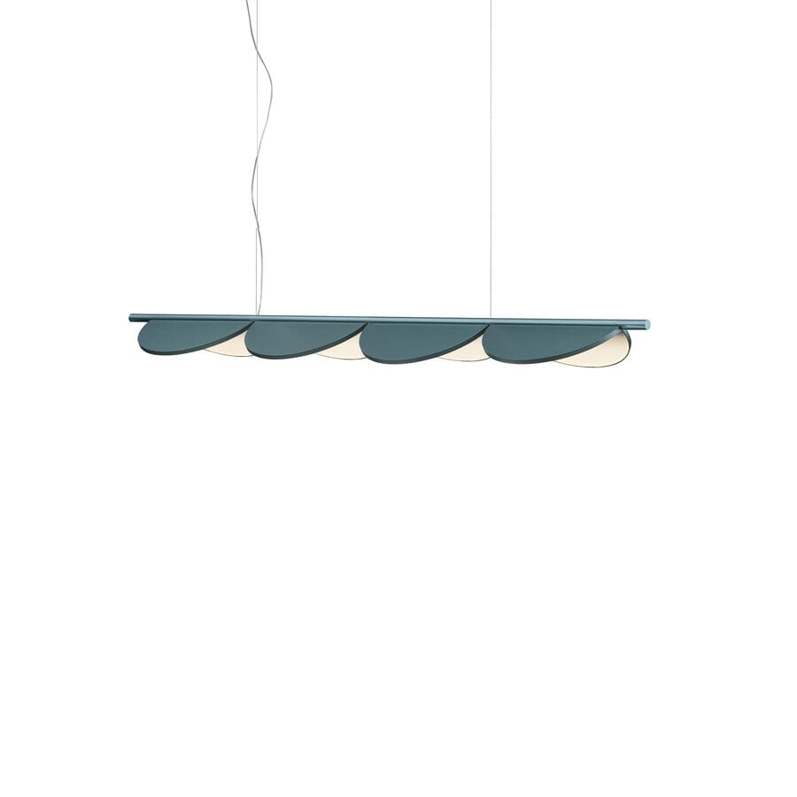 Almendra Linear Pendant Pendant Lights Flos 3 Bay Blue Metallized With Primer