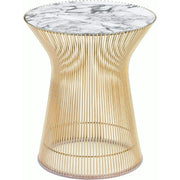 Platner Side Table - Gold side/end table Knoll 18K Gold plated Arabescato marble, Shiny finish 