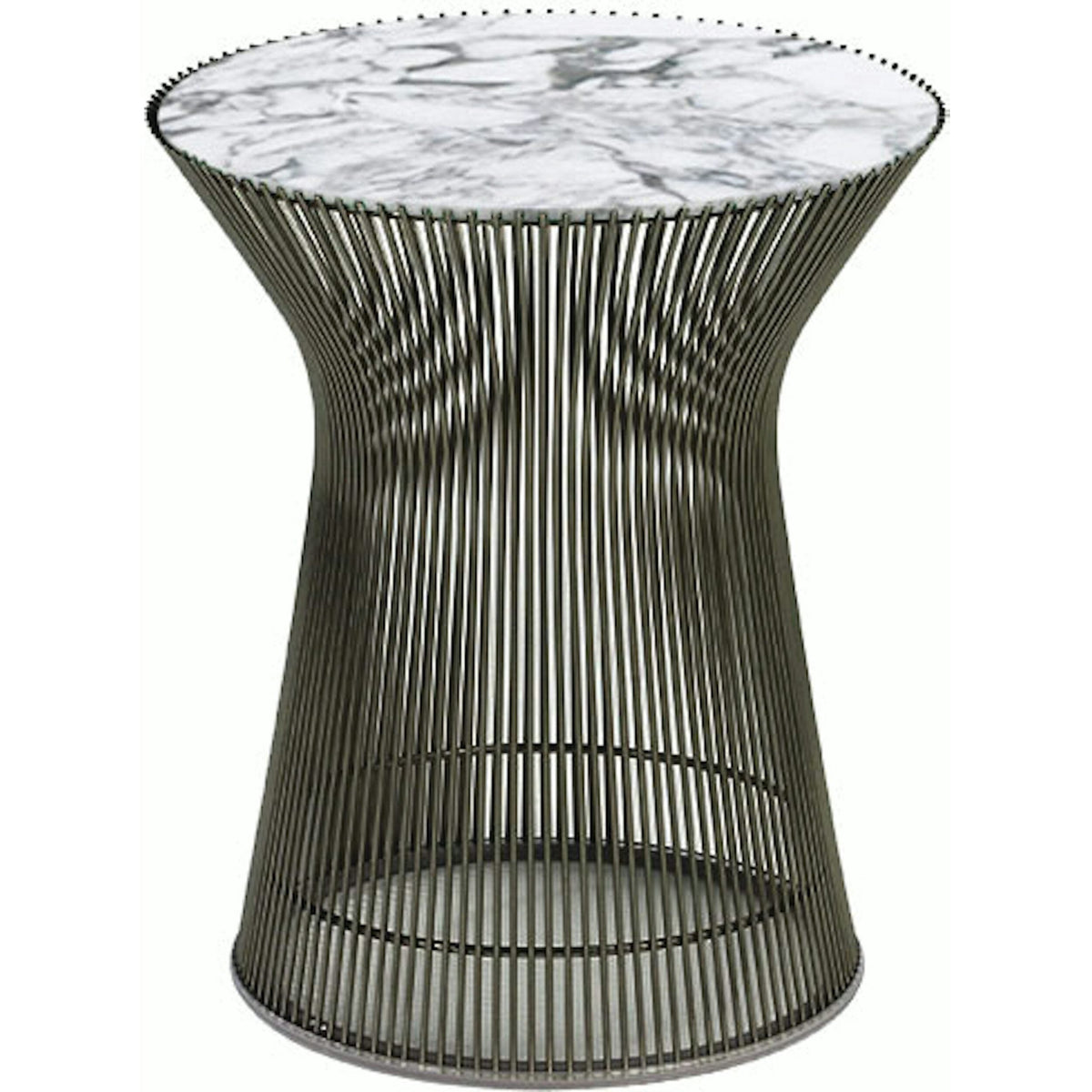 Platner Side Table side/end table Knoll Metallic Bronze Arabescato marble, Satin finish 