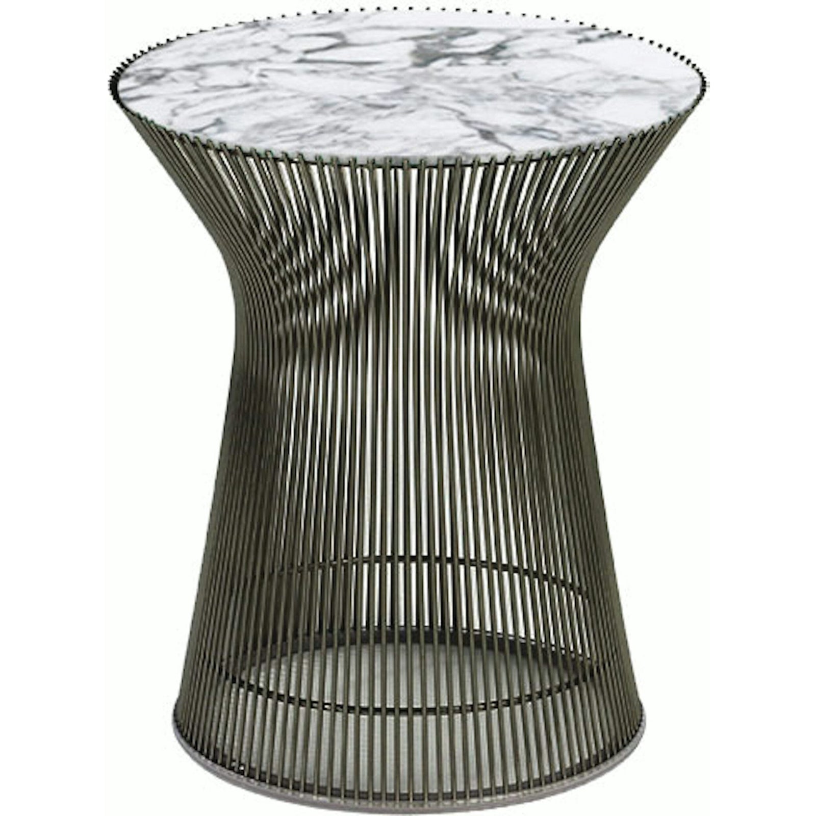 Platner Side Table side/end table Knoll Metallic Bronze Arabescato marble, Satin finish 