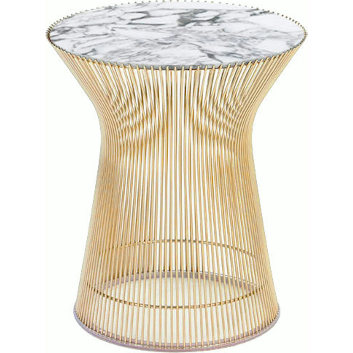 Platner Side Table - Gold side/end table Knoll 18K Gold plated Arabescato marble, Satin finish 