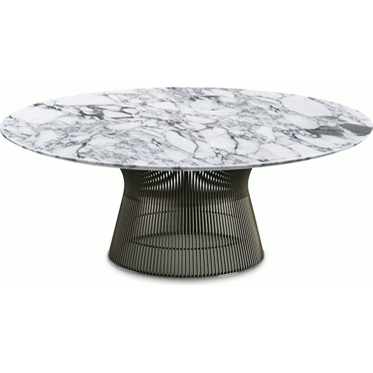 Platner Bronze 42&quot; Coffee Table Coffee Tables Knoll Polished Finish Arabescatto Marble Top: White-grey 