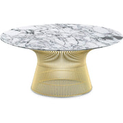 Platner Coffee Table - 36" in Gold Coffee Tables Knoll 18K Gold plated Arabescato marble, Polished finish 