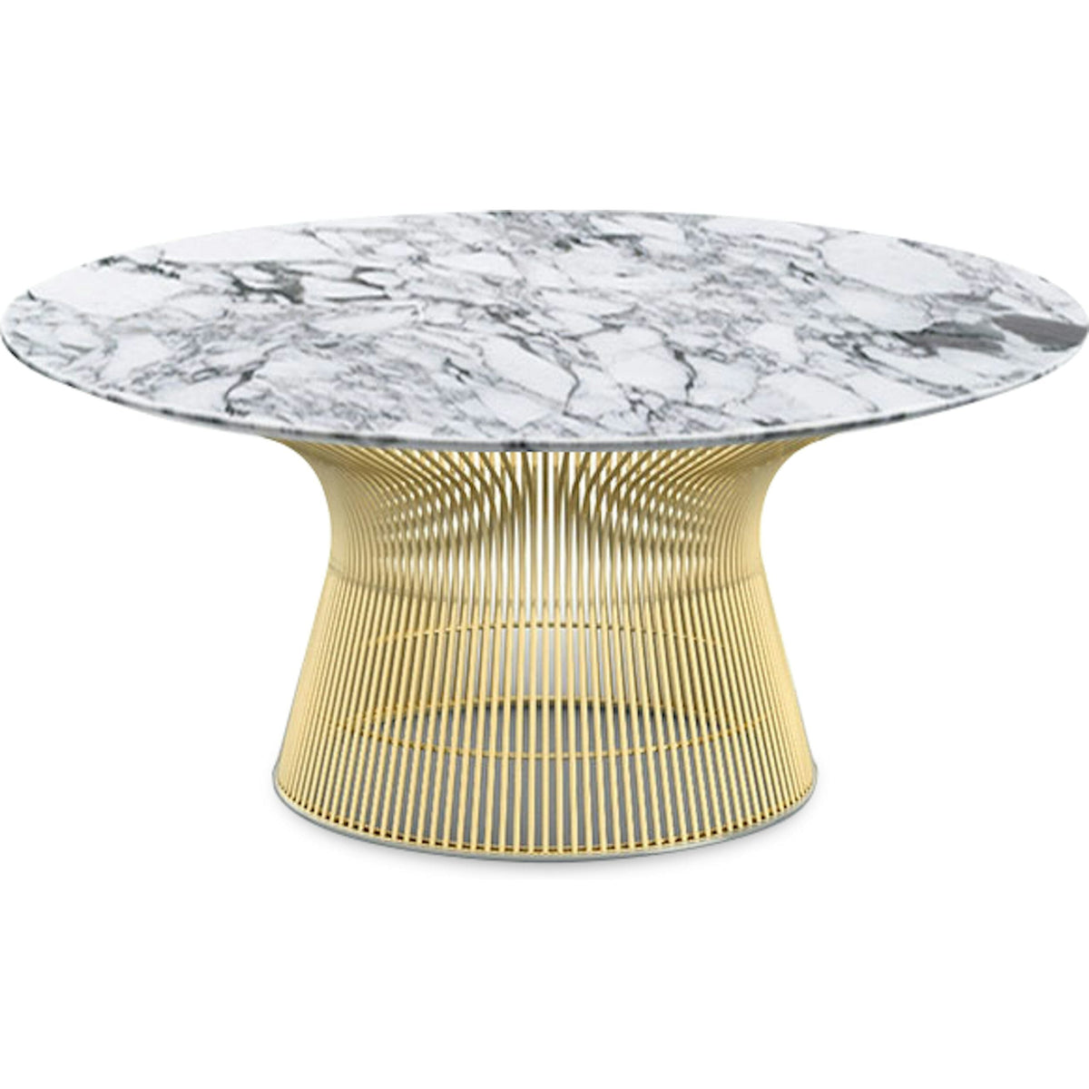 Platner Coffee Table - 36&quot; in Gold Coffee Tables Knoll 18K Gold plated Arabescato marble, Polished finish 