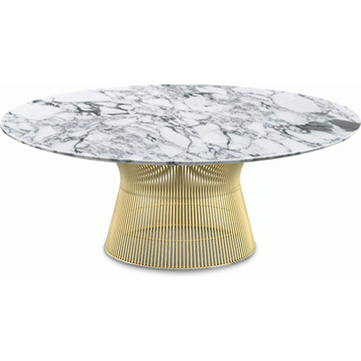 Platner Coffee Table - 42" in Gold Coffee Tables Knoll 18K Gold plated Arabescato marble, Polished finish 