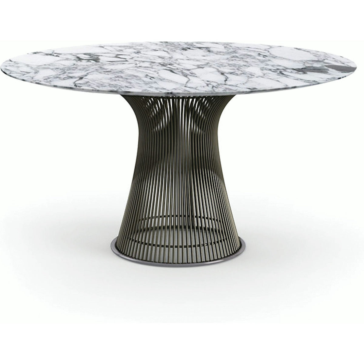 Platner Dining Table - 54 Inch Dining Tables Knoll Metallic Bronze Arabescato marble, Shiny finish 