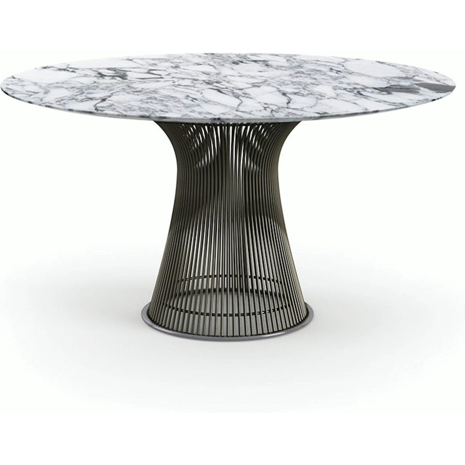 Platner Dining Table - 54 Inch Dining Tables Knoll Metallic Bronze Arabescato marble, Shiny finish 