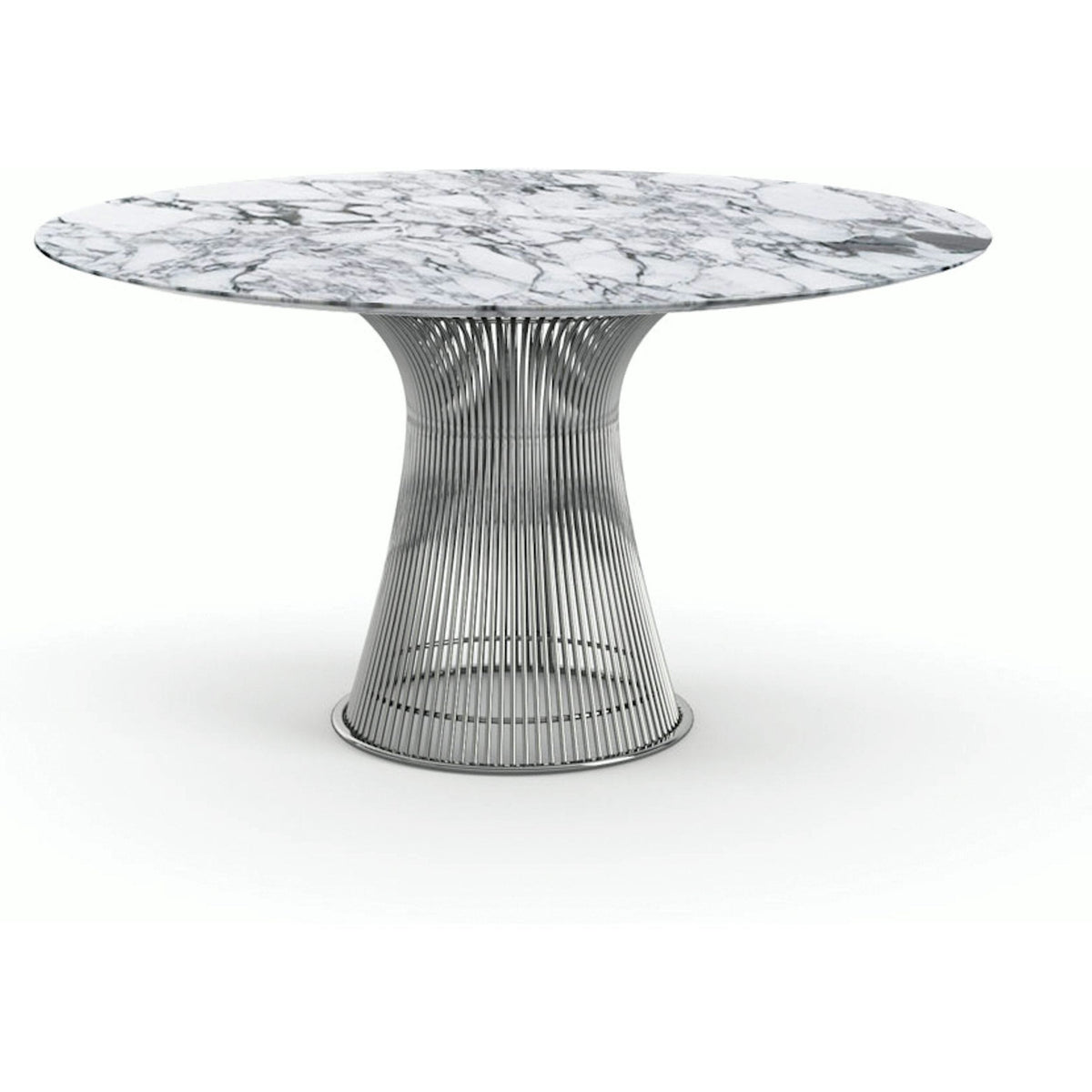 Platner Dining Table - 54 Inch Dining Tables Knoll Polished Nickel Arabescato marble, Shiny finish 
