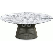 Platner Bronze 42" Coffee Table Coffee Tables Knoll Satin Finish Arabescatto Marble Top: White-grey 