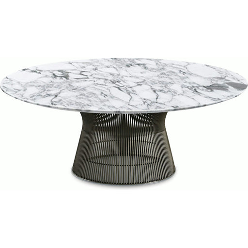 Platner Bronze 42" Coffee Table Coffee Tables Knoll Satin Finish Arabescatto Marble Top: White-grey 