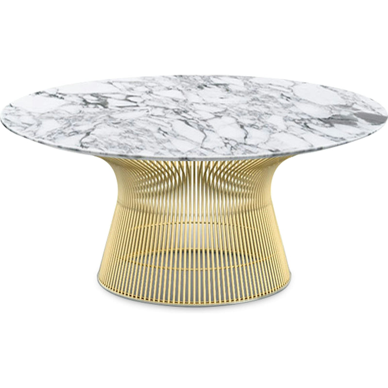 Platner Coffee Table - 36" in Gold Coffee Tables Knoll 18K Gold plated Arabescato marble, Satin finish 