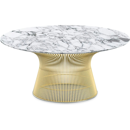 Platner Coffee Table - 36" in Gold Coffee Tables Knoll 18K Gold plated Arabescato marble, Satin finish 