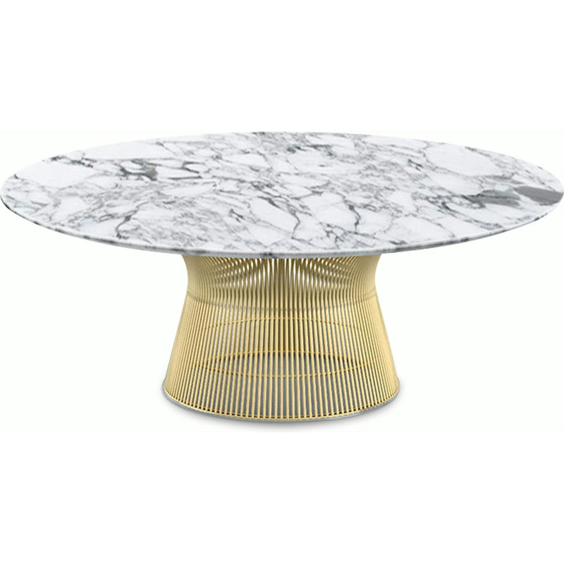 Platner Coffee Table - 42" in Gold Coffee Tables Knoll 18K Gold plated Arabescato marble, Satin finish 