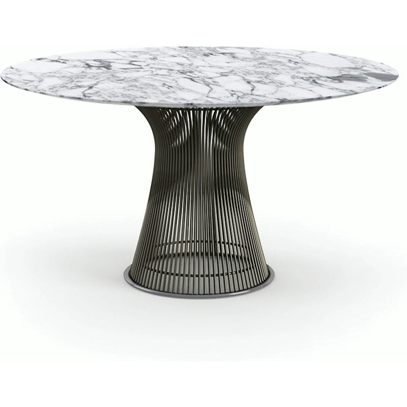 Platner Dining Table - 54 Inch Dining Tables Knoll Metallic Bronze Arabescato marble, Satin finish 