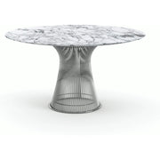 Platner Dining Table - 54 Inch Dining Tables Knoll Polished Nickel Arabescato marble, Satin finish 