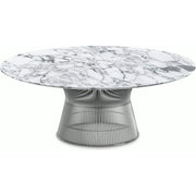 Platner Nickel 42" Coffee Table Coffee Tables Knoll Satin Finish Arabescatto Marble Top: White-grey 
