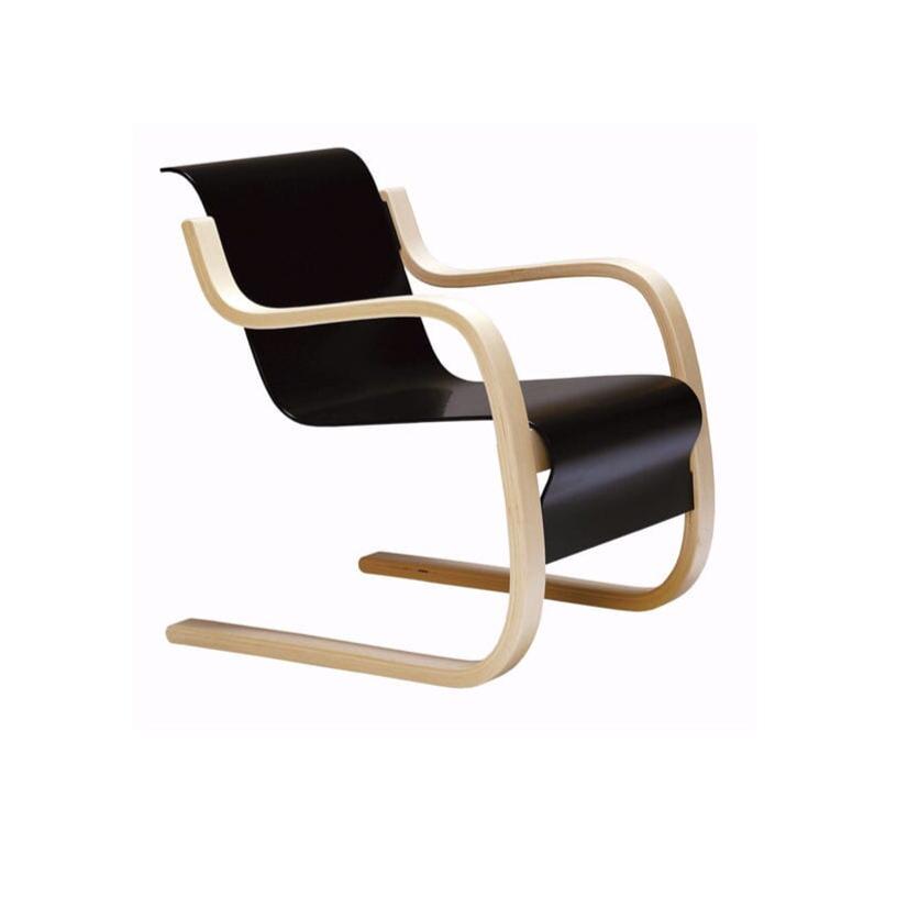 Armchair 42 lounge chair Artek Seat Lacquered Black 