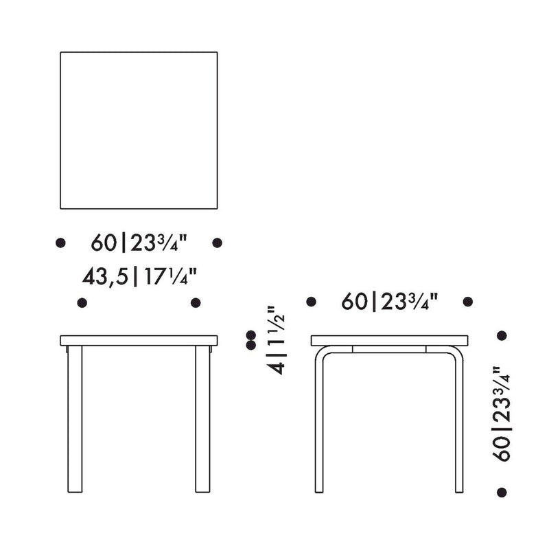 Aalto Children's Table Square 80C
