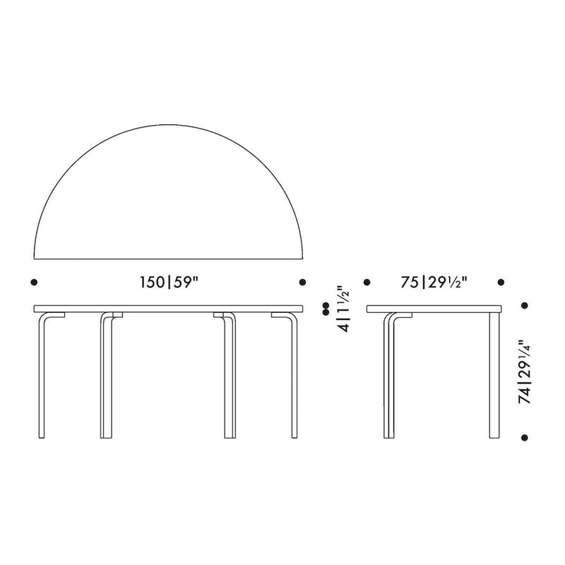 Aalto Table Half Round 96