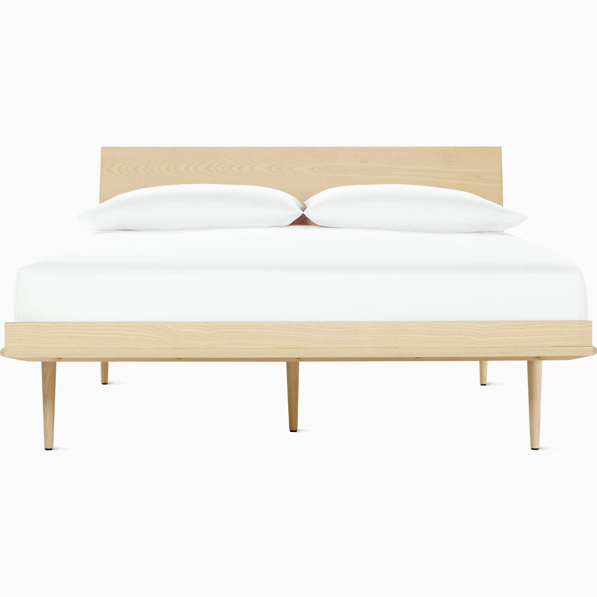 Nelson Thin Edge Bed - Wood Taper Legs Beds herman miller California King Size Veneer Headboard White Ash Frame & Legs Finish