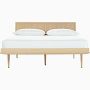 Nelson Thin Edge Bed - Wood Taper Legs Beds herman miller Full Size Natural Cane Headboard White Ash Frame & Legs Finish