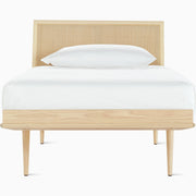 Nelson Thin Edge Bed - Wood Taper Legs Beds herman miller Twin Size Natural Cane Headboard White Ash Frame & Legs Finish
