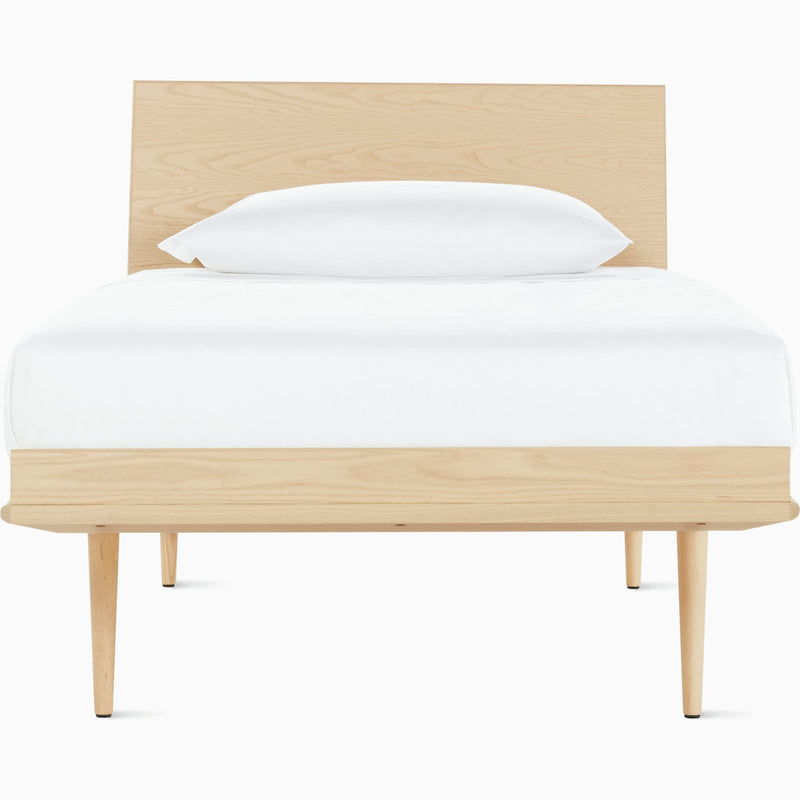 Nelson Thin Edge Bed - Wood Taper Legs Beds herman miller Twin Size Veneer Headboard White Ash Frame & Legs Finish